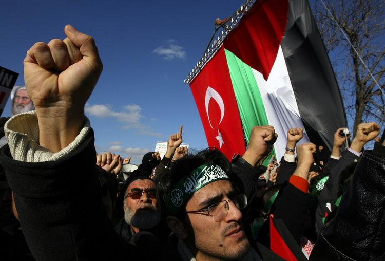 Vrede tyrkere i en nylig demonstration mod Israels adfærd i Gaza (arkivfoto). 