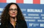 'Lille Soldat'-instruktør Annette K. Olesen på pressemødet fredag på Berlinalen. 