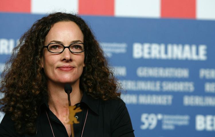 'Lille Soldat'-instruktør Annette K. Olesen på pressemødet fredag på Berlinalen. 