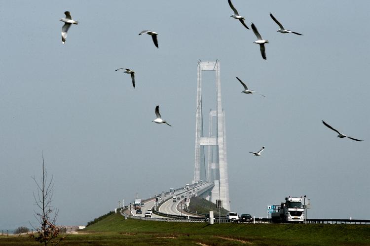 The number of trucks crossing the Great Belt Bridge gas dropped 12.7 percent in a year. 