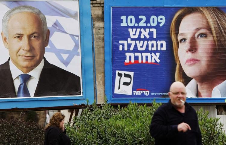 Benjamin Netanyahu og Tzipi Livni kæmper til det sidste for at få vælgerne over på deres side. 