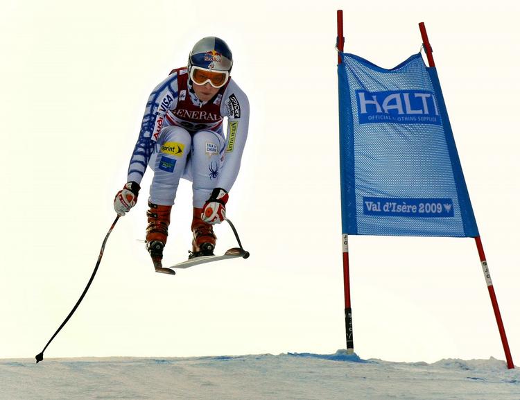 Lindsey Vonn i fuld fart. 