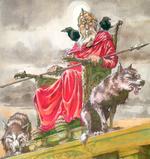 Oldnordiske myter har givet stof til denne svenske roman, blandt andet er mafiaklanens leder, Den Gamle, en Odin og morderen en Loke. Illustration: Roald Als/ bogen ’Fra verdens skabelse til Ragnarok’ 