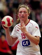 Katrine Fruelunds  landsholdskarriere kulminerede i 2004, hvor hun med 15 mål i OL-finalen var med til at sikre det tredje OL-guld på stribe over Sydkorea. Arkivfoto. 