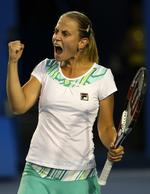 Jelena Dokic (billedet) har slået Wozniacki en gang i år, da hun vandt 3-6, 6-1 og 6-2 i Melbourne. Arkivfoto. 