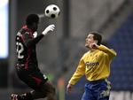 En af de få kampe Ibrahim Gnanou (til venstre)  spillede for FCM, var pokalsemifinalen mod Brøndby i foråret 2008. Arkivfoto. 