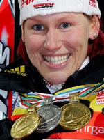 Kati Wilhelm er nu oppe på tre medaljer ved VM i Sydkorea. 