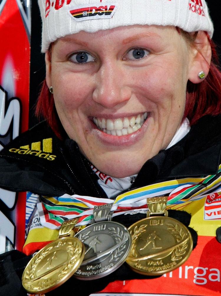 Kati Wilhelm er nu oppe på tre medaljer ved VM i Sydkorea. 
