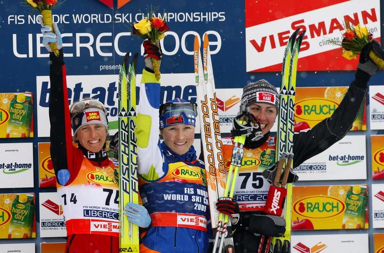 Den finske langrendsløber Aino-Kaisa Saarinen har vundet sin første individuelle medalje ved et VM. 