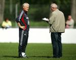 Morten Olsen fortæller fodboldredaktør Søren Olsen om sit syn på det forestående forår i Superligaen i morgendagens udgave af Politiken. Arkivfoto. 