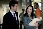 Crown Prince Frederik and Crown Princess Mary with their first-born - a boy. Proposals to change the laws of succession were initially made in connection with the crown princess's first pregnancy to make sure that the child could inherit the throne irrespective of gender. 