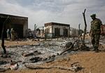 En udbrændt markedsplads i Darfur, som blev angrebet for et par dage siden. 