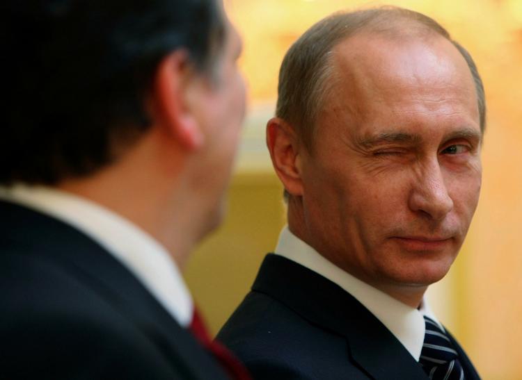 Vladimir Putin sammen med EU-kommisionens formand, Jose-Manuel Barroso i begyndelsen af februar, efter at gaskrigen, der ramte flere europæiske lande, var overstået. 