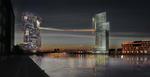 Amerikanske Steven Holl Architects har netop vundet konkurrencen om nye byrum, tårne og bro på Langelinje og Marmormolen. Sådan kommer indgangen til Københavns haven til at tage sig ud ved aftenstide, hvis forslaget bliver realiseret. 