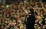 Real Madrids manager Juande Ramos under kampen på Anfield. 