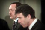 Den tyrkiske premierminister Erdogan under et pressemøde med Anders Fogh (arkivfoto). 