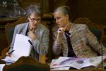 Der er sket meget siden dette billede fra 2000, hvor socialdemokratisk indenrigsminister Karen Jespersen og tilsvarende fødevareminister Ritt Bjerregaard deltager i Folketingets afslutningsdebat. 