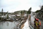 Redningsfolk ved jordskredet i Namsos. 