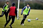 Michael Krohn-Dehli arbejder også hårdt på Brøndby-holdet uden bold, bemærker landsholdsbacken Thomas Rasmussen. Foto: Sara Galbiati 