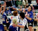 Slagelse DT har mødt Lada Togliatti flere gange. Her scorer Slagelses Bojana Popovic i en hjemmebanekamp i Champions League, samme år som bestikkelsesforsøget fandt sted. (arkivfoto) 