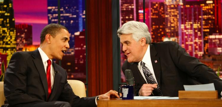 "Det her har virkelig været en af mit livs bedste aftener", sagde talkshowvært Jay Leno efter det historiske besøg fra USA's præsident. 