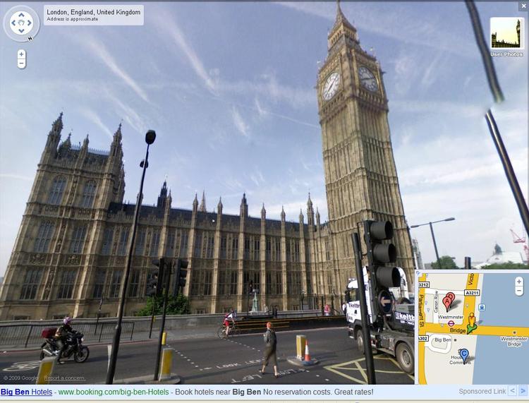 På 'Google Street View' kan man gå en online tur i Londons gader. 