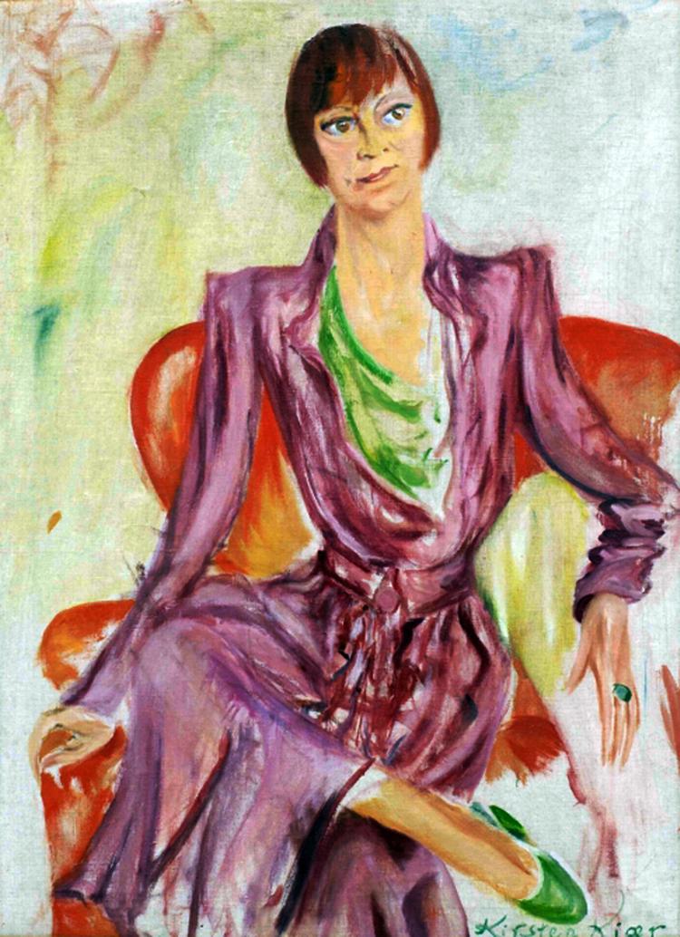 På Nordjyllands Kunstmuseums Kirsten Kjær-udstilling er bl.a. 1952-portrættet af stumfilmsstjernen Asta Nielsen. Kirsten Kjær portrætteres selv af Jørgen Vestergaard på ny dvd. Illustration: Nordjyllands Kunstmuseum 