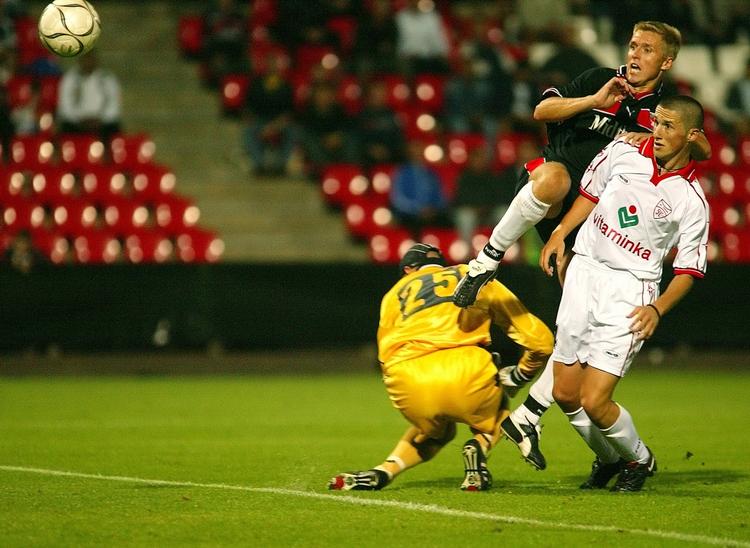 FC Midtjylland spillede i 2002 mod makedonske Pobeda, som nu er kommet under korruptionsanklager fra Uefa for en kamp i 2004. Arkivfoto. 