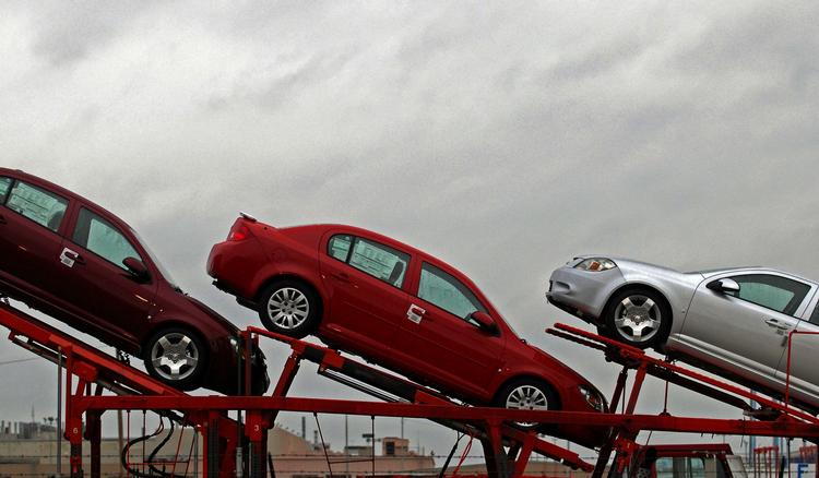 General Motors-biler bliver kørt fra fabrikken i Lordstown i Ohio i februar. 