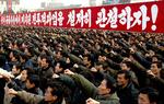 Titusindvis af nordkoreanere viser angiveligt deres kampvillighed ved en demonstration i hovedstaden Pyongyang i januar. 