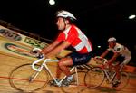 Jens Veggerby i sin storhedstid som cykelrytter. Billedet er fra seksdagesløbet i Herning i 1997. 