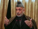 Præsident Hamid Karzai på dagens pressemøde i Kabul. 