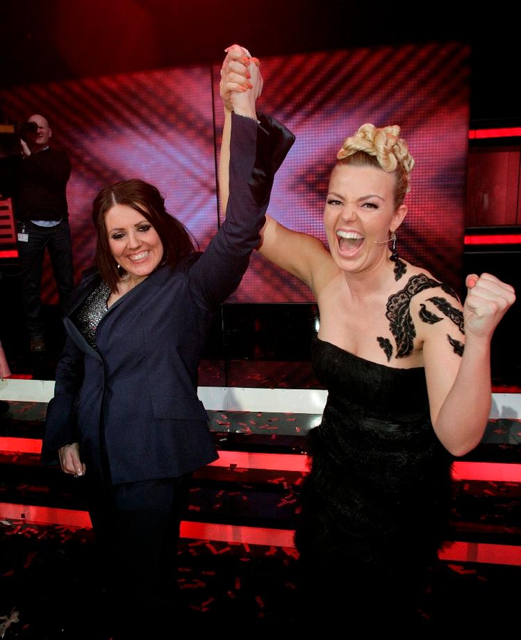 Linda og Lina Rafn jubler efter sejren i X Factor. Arkivfoto. 
