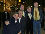 De overlevende Monty Python-drenge ses her ved premieren på musicalen Spamalot i 2005. Fra venstre: Michael Palin, Terry Jones, Eric Idle, Terry Gilliam og John Cleese. Arkivfoto. 