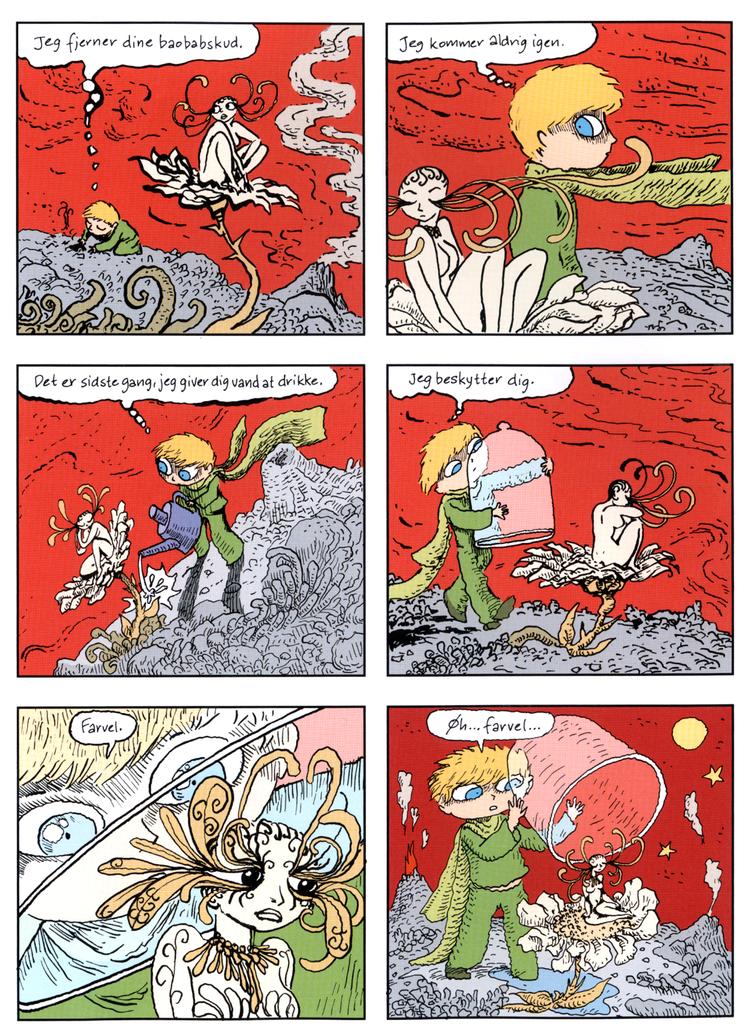 Sfar har især taget sig frihed i forhold til rosen, som er  blevet til en klart kvindelig blomsternymfe. Tegning: Joann Sfar 
