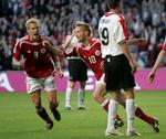 Søren Larsen (8) scorede de første to, Martin Jørgensen (10) det tredje, da Danmark vandt 3-1 over Albanien i det seneste indbyrdes møde. Arkivfoto. 