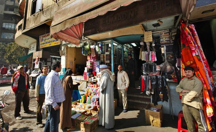 The front of the former Kasr El Madina Hotel, center, where Nazi war criminal Aribert Heim reportedly lived under the name Tarek Hussein Farid, according to an investigation by Germany's ZDF television, working with the New York Times. 