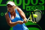 Caroline Wozniacki kæmper hårdt for sejren i Miami. 