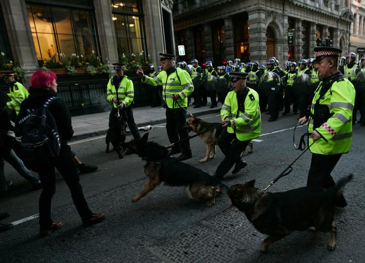 Et af videoklippene fra protesterne viser blandt andet en demonstrant, der bliver bidt i armen af en politihund. Politiets metoder skal nu undersøges. 