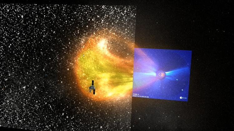 Nasa's STEREO-fartøj kan danne et bilede af solvinde. Ny teknologi gør det muligt for Nasa at registrere disse kraftige solvinde - også kaldet sol-tsunamier. 