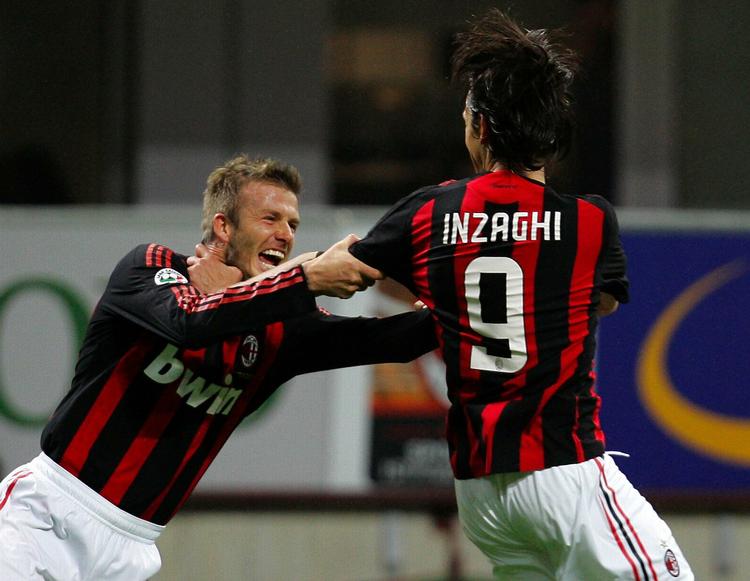 David Beckham var med hele kampen, men det var Filippo Inzaghi, der med sine tre scoringer stjal billedet i Milans kamp mod Torino. 