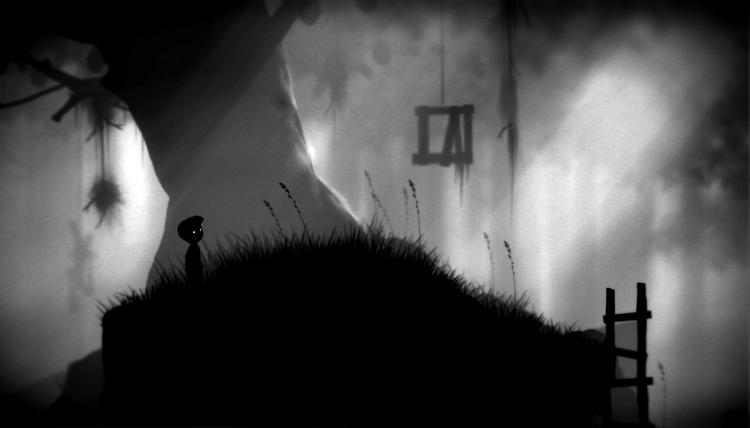 Enkelt. I modsætning til traditionelle computerspil er skærmbilledet i det nye danske spil 'Limbo' støvsuget for tekst og store grafiske billeder. Illustration: Playdead 