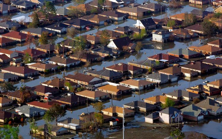 Luftfoto af New Orleans to uger efter Katrina, september 2005. 
