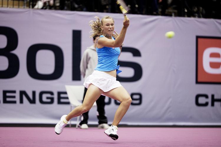 Caroline Wozniacki i aftenens kamp i Farum. 