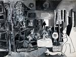 Denne frie Picasso-fortolkning af Velázquez' billede 'Las Meninas' kan ses på National Gallery i London for tiden. Foto: Museu Picasso  de Barcelona 