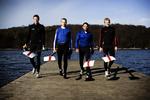 Guldfireren da den blev præsenteret tidligere på året. Fra venstre Christian Place Pedersen, Morten Jørgensen, Rasmus Quist Hansen og Kasper Winther Jørgensen.Rasmus Quist Hansen er senere blevet skiftet ud i båden med Jens Vilhelmsen. Arkivfoto. 
