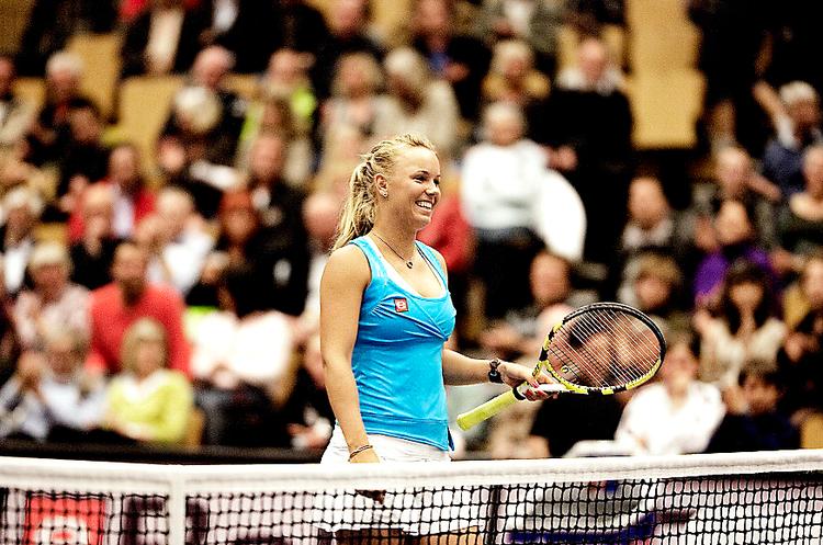 Caroline Wozniacki spillede i mandags opvisningskamp i Farum og er fra i morgen i aktion i Stuttgart. Arkivfoto. Foto: Thomas Borberg 