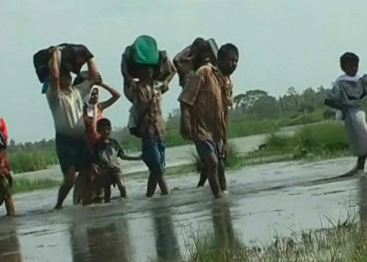 Srilankanske civile på flugt fra området, hvor De Tamilske Tigre er blevet isoleret af hæren. (Arkivfoto) 