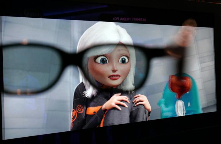 Disney-filmen ’Bolt’ og DreamWorks-studiernes ’Monsters vs. Aliens’ (bill.) er blandt de nye 3D-film, som får premiere i år. Men kun få danske biografer har udstyr til at vise 3D- effekten. Foto: Paul Sakuma/AP 