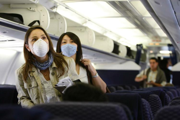 Passengers on their way from Mexico City to Houston, Texas. 